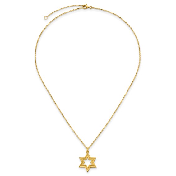 Herco 14K Textured Star of David 16 inch w/2in ext. Necklace