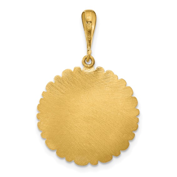 Herco 14K Polished and Textured Diamond Layered Flower Pendant