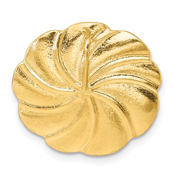 Herco 14K Polished and Textured Diamond Swirl Flower Chain Slide