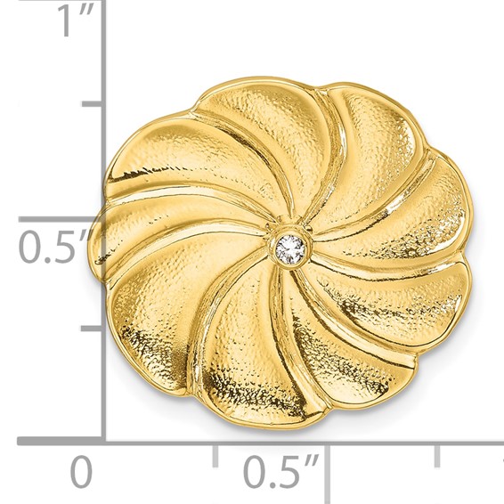 Herco 14K Polished and Textured Diamond Swirl Flower Chain Slide