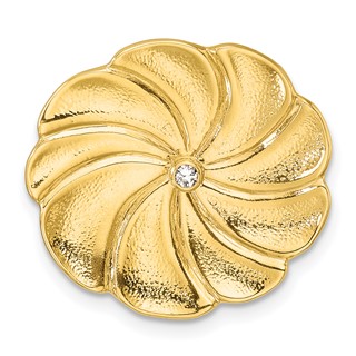 Herco 14K Polished and Textured Diamond Swirl Flower Chain Slide