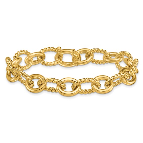 Herco 14K Polished and Twisted Oval Link 8 inch Bracelet