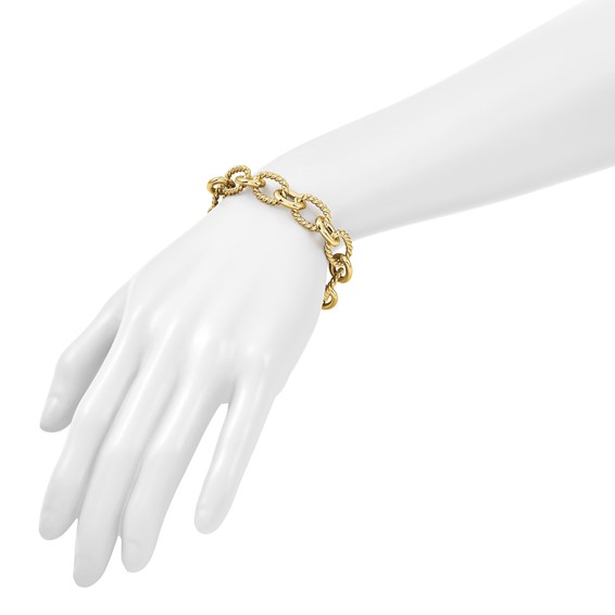 Herco 14K Polished and Twisted Oval Link 8 inch Bracelet