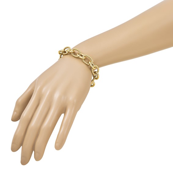 Herco 14K Polished and Twisted Oval Link 8 inch Bracelet