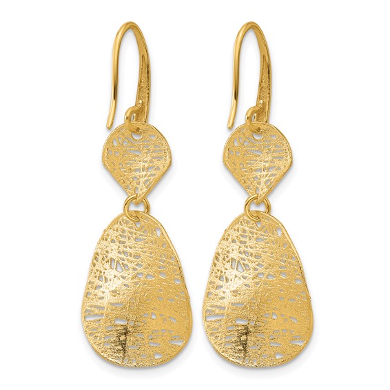 Herco 18K Polished Brushed and Textured Fancy Shephard Hook Dangle Earrings