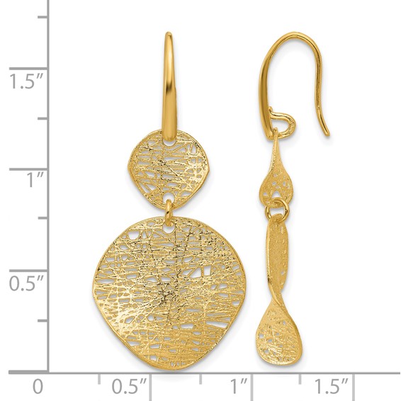Herco 18K Polished Brushed and Textured Fancy Shephard Hook Dangle Earrings