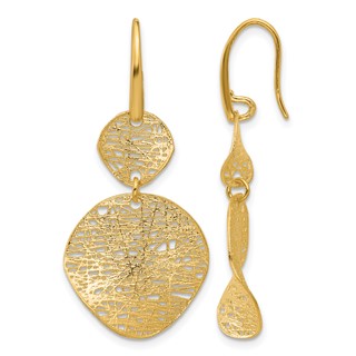 Herco 18K Polished Brushed and Textured Fancy Shephard Hook Dangle Earrings