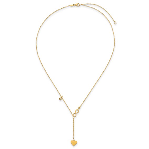 Herco 14K Polished Infinity and Heart Y-Drop with Diamond Accent 16in with 2in Extension Necklace