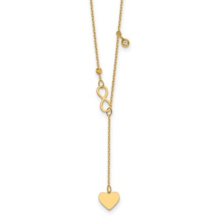 Herco 14K Polished Infinity and Heart Y-Drop with Diamond Accent 16in with 2in Extension Necklace
