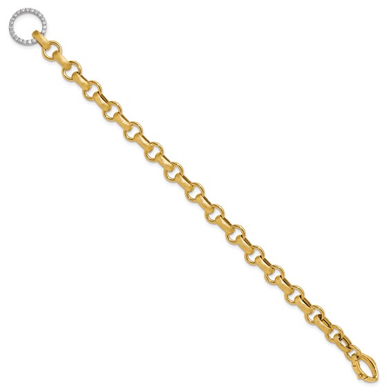 Herco 14K Two-tone Polished and Brushed Diamond 7.5 inch Bracelet