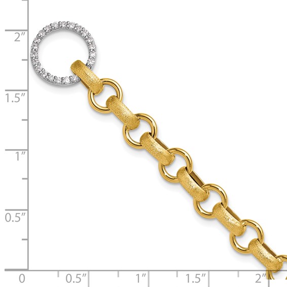 Herco 14K Two-tone Polished and Brushed Diamond 7.5 inch Bracelet