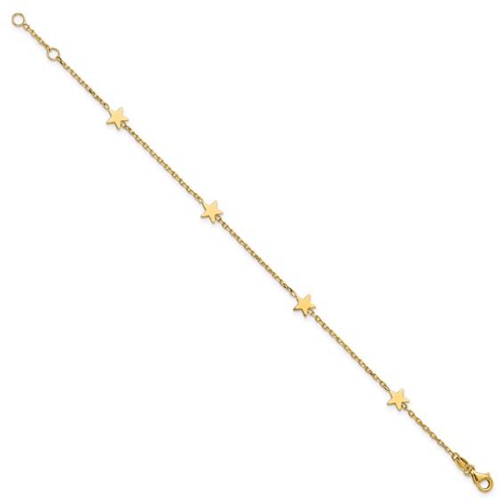 Herco 14K Polished Four Star Station w/ .25in Ext. Bracelet