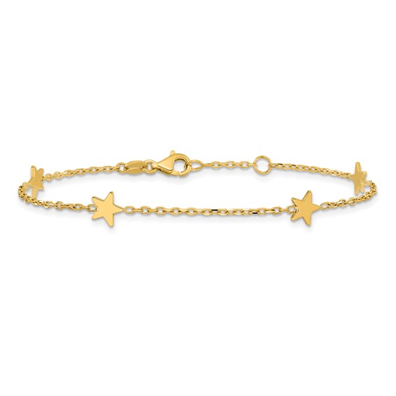 Herco 14K Polished Four Star Station w/ .25in Ext. Bracelet