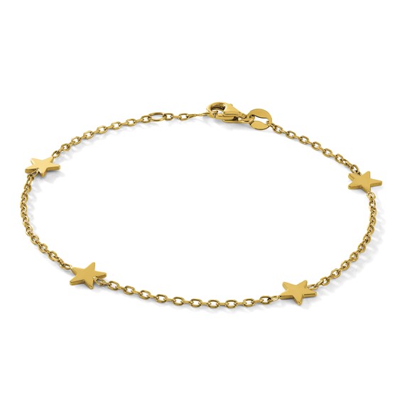 Herco 14K Polished Four Star Station w/ .25in Ext. Bracelet