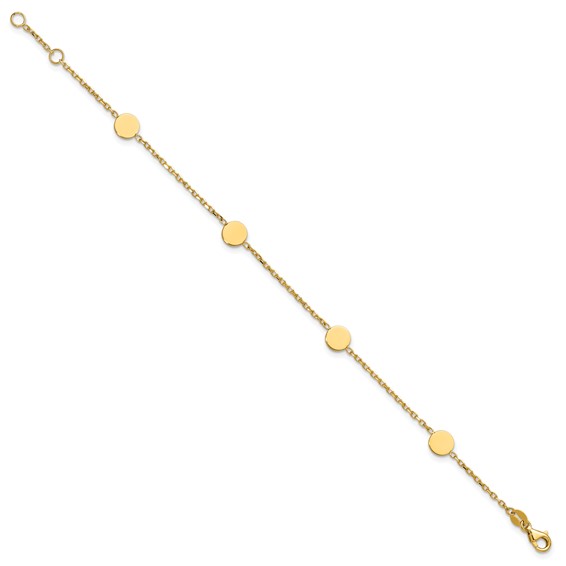Herco 14K Polished Circle Disc 7.25 Inch with .25 Inch Extension Station Bracelet