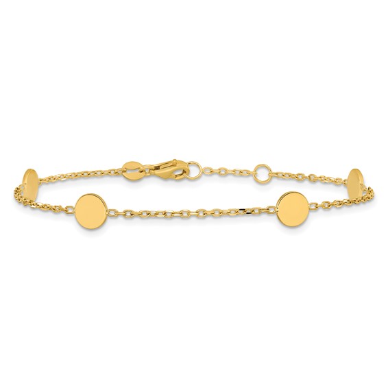 Herco 14K Polished Circle Disc 7.25 Inch with .25 Inch Extension Station Bracelet