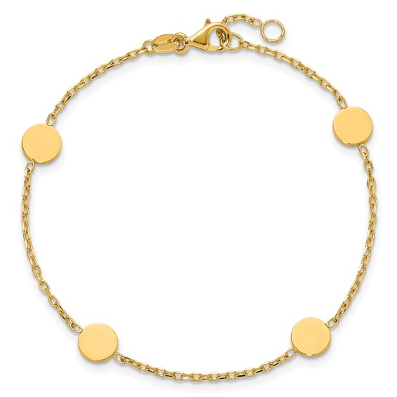 Herco 14K Polished Circle Disc 7.25 Inch with .25 Inch Extension Station Bracelet
