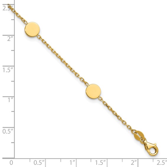 Herco 14K Polished Circle Disc 7.25 Inch with .25 Inch Extension Station Bracelet