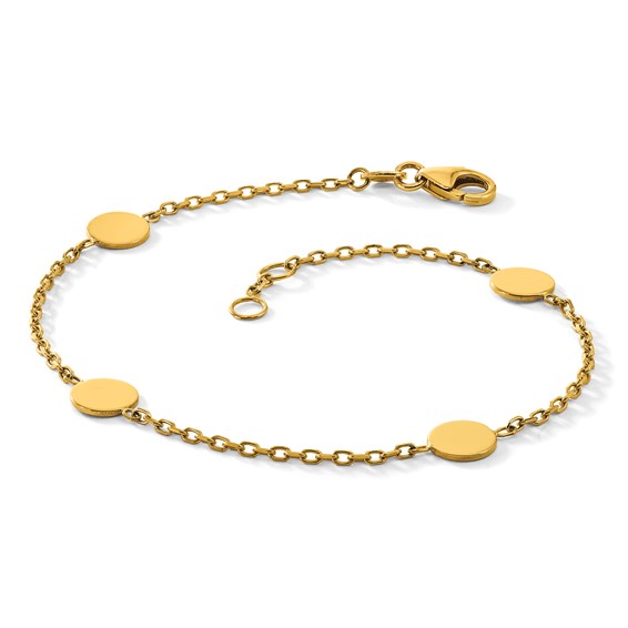 Herco 14K Polished Circle Disc 7.25 Inch with .25 Inch Extension Station Bracelet