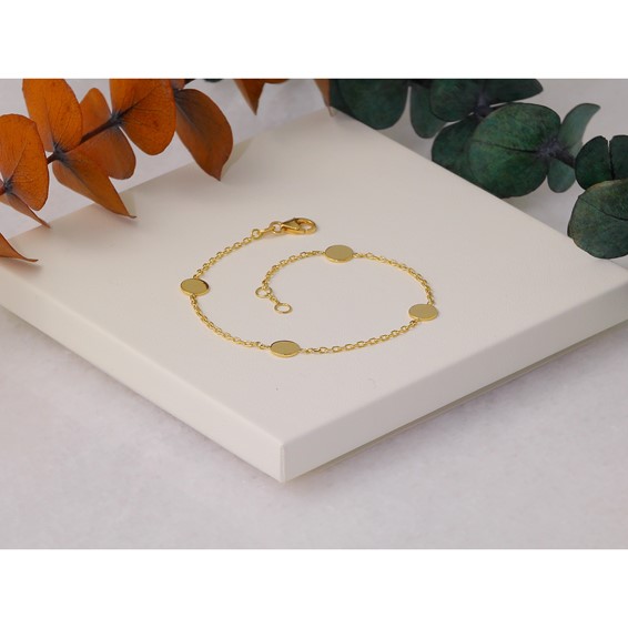 Herco 14K Polished Circle Disc 7.25 Inch with .25 Inch Extension Station Bracelet