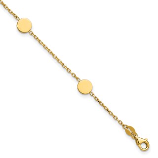 Herco 14K Polished Circle Disc 7.25 Inch with .25 Inch Extension Station Bracelet