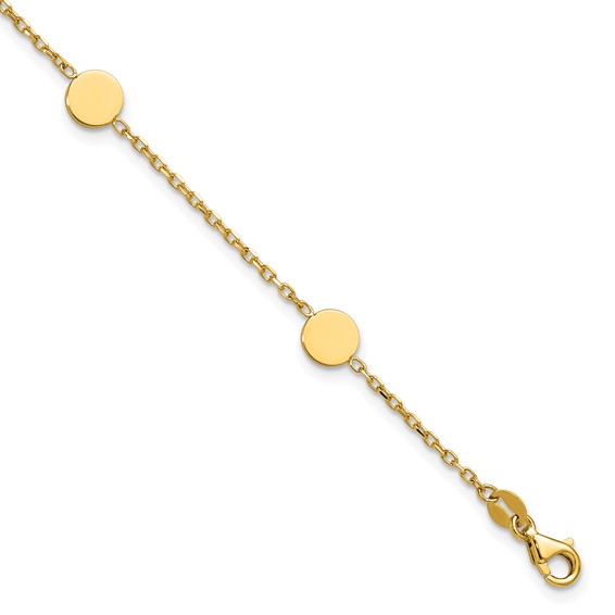 Herco 14K Polished Circle Disc 7.25 Inch with .25 Inch Extension Station Bracelet