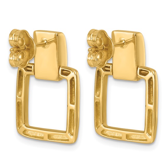 Herco 14K Polished Square Link Post Dangle Earrings