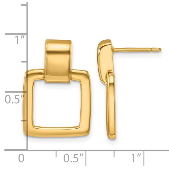 Herco 14K Polished Square Link Post Dangle Earrings