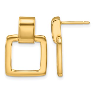 Herco 14K Polished Square Link Post Dangle Earrings