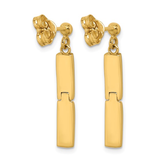 Herco 14K Polished Fancy Two Bar Post Dangle Earrings