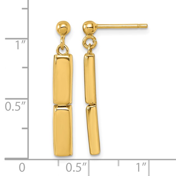 Herco 14K Polished Fancy Two Bar Post Dangle Earrings