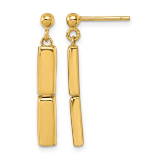 Herco 14K Polished Fancy Two Bar Post Dangle Earrings