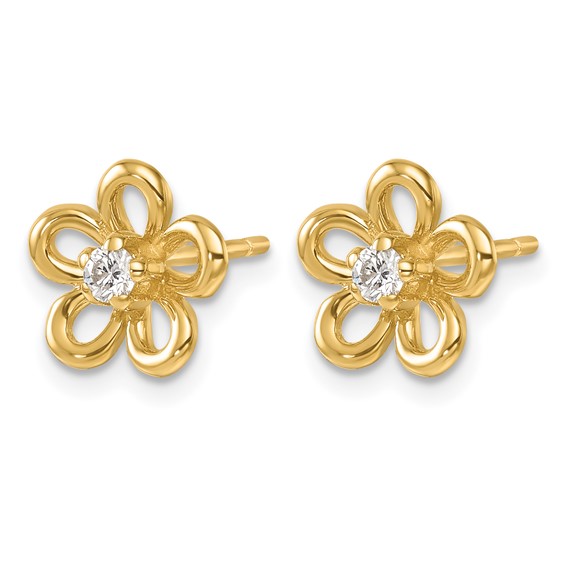 Herco 14K Polished Diamond Flower Post Earrings
