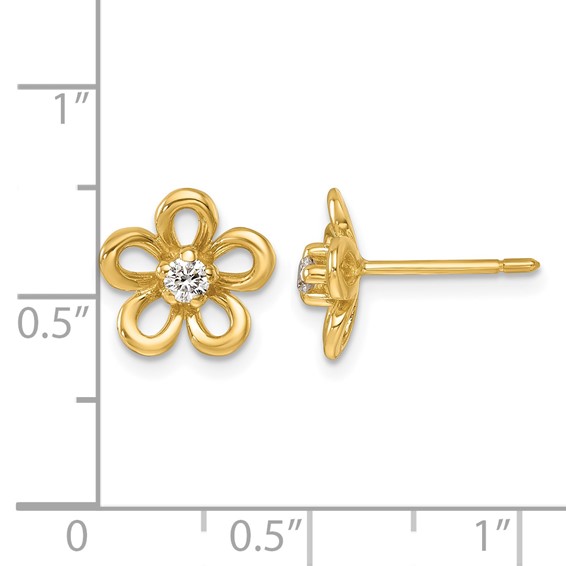 Herco 14K Polished Diamond Flower Post Earrings