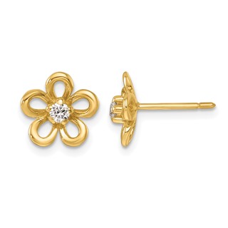 Herco 14K Polished Diamond Flower Post Earrings