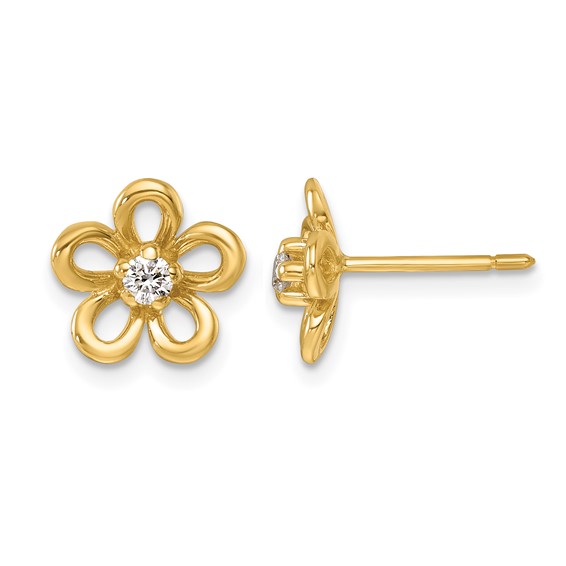 Herco 14K Polished Diamond Flower Post Earrings