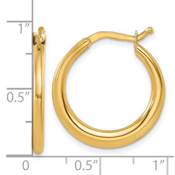 Herco 14K Polished Tapered 2.2mm Round Hoop Earrings