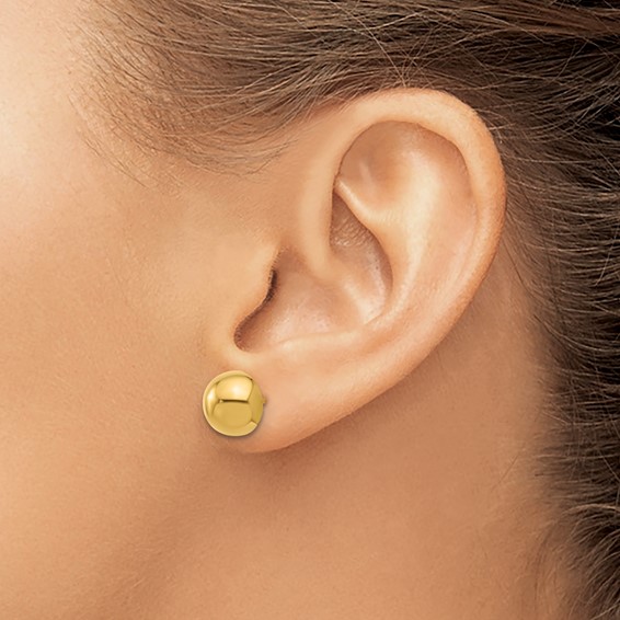 HERCO Gold Polished 1/2 Round Button Post Earrings