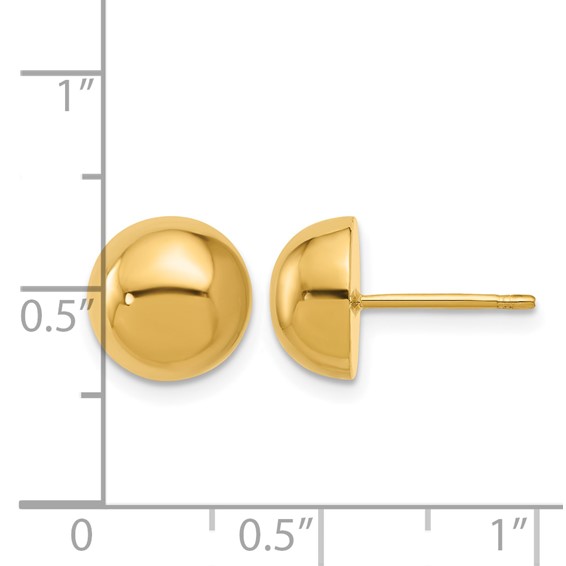 HERCO Gold Polished 1/2 Round Button Post Earrings