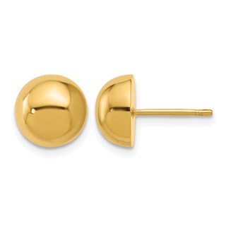 HERCO Gold Polished 1/2 Round Button Post Earrings