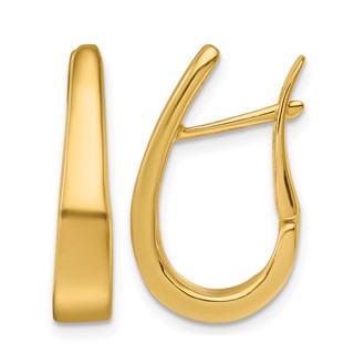 Herco 14K Polished Graduated U Shape Hinged Hoop Earrings