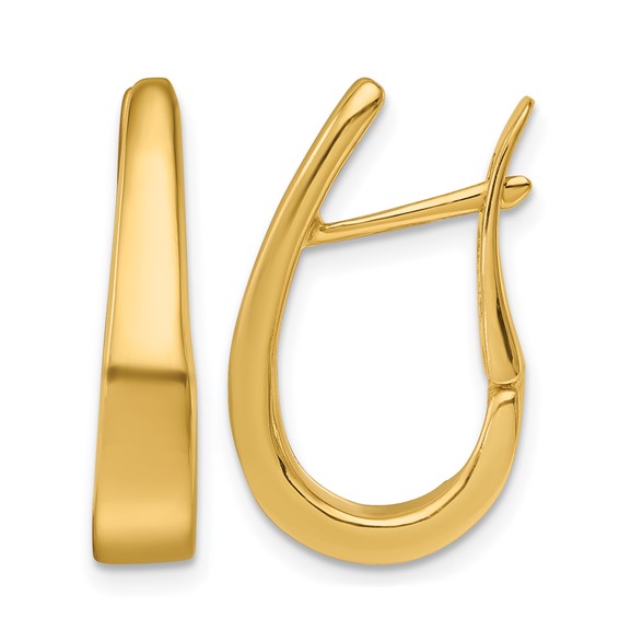 Herco 14K Polished Graduated U Shape Hinged Hoop Earrings