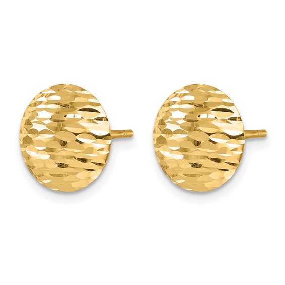 Herco 14K Polished and Diamond-cut 11.5mm Round Button Post Earrings
