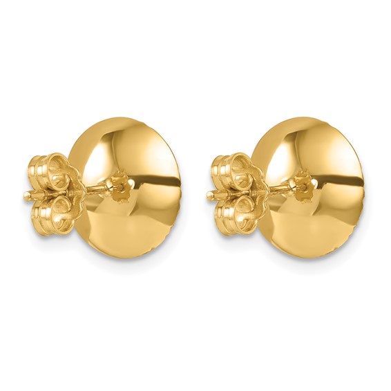 Herco 14K Polished and Diamond-cut 11.5mm Round Button Post Earrings