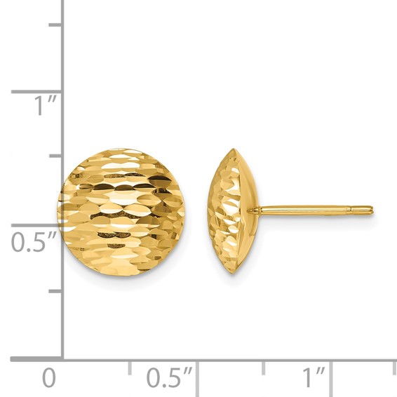 Herco 14K Polished and Diamond-cut 11.5mm Round Button Post Earrings
