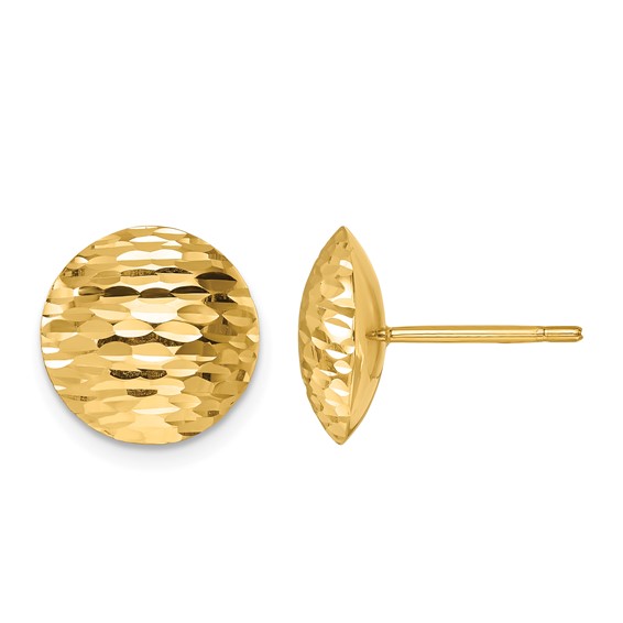 Herco 14K Polished and Diamond-cut 11.5mm Round Button Post Earrings