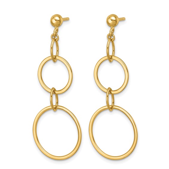 Herco 14K Polished Circle and Oval Link Post Dangle Earrings