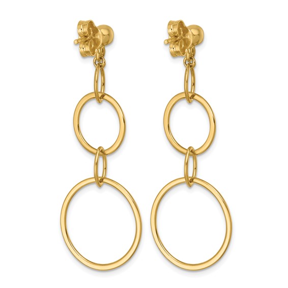 Herco 14K Polished Circle and Oval Link Post Dangle Earrings