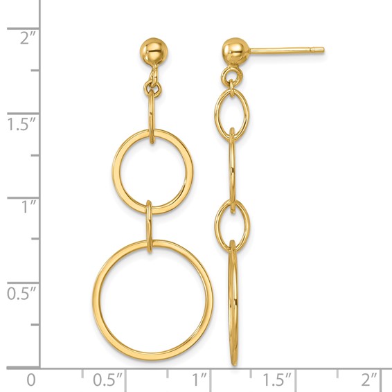 Herco 14K Polished Circle and Oval Link Post Dangle Earrings