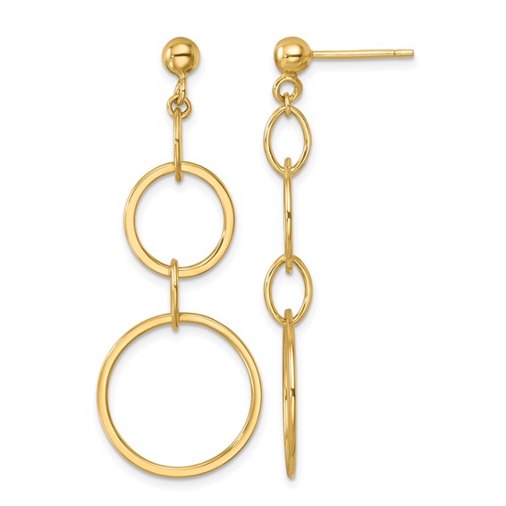 Herco 14K Polished Circle and Oval Link Post Dangle Earrings